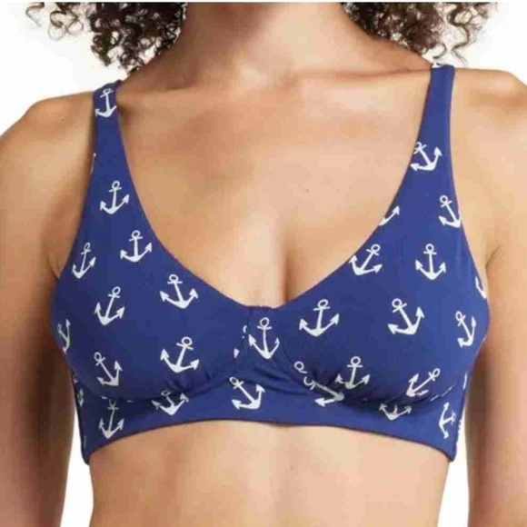 MeUndies Bralette Small Blue Nautical Anchor Print Wireless Bra - Picture 1 of 14